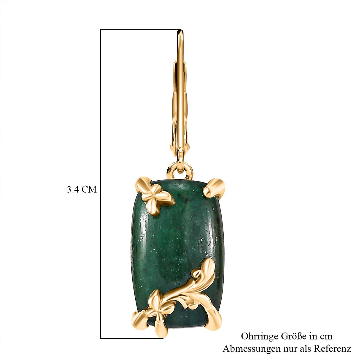 Grüne Aventurin Ohrringe, Messing, ca. 15.95 ct