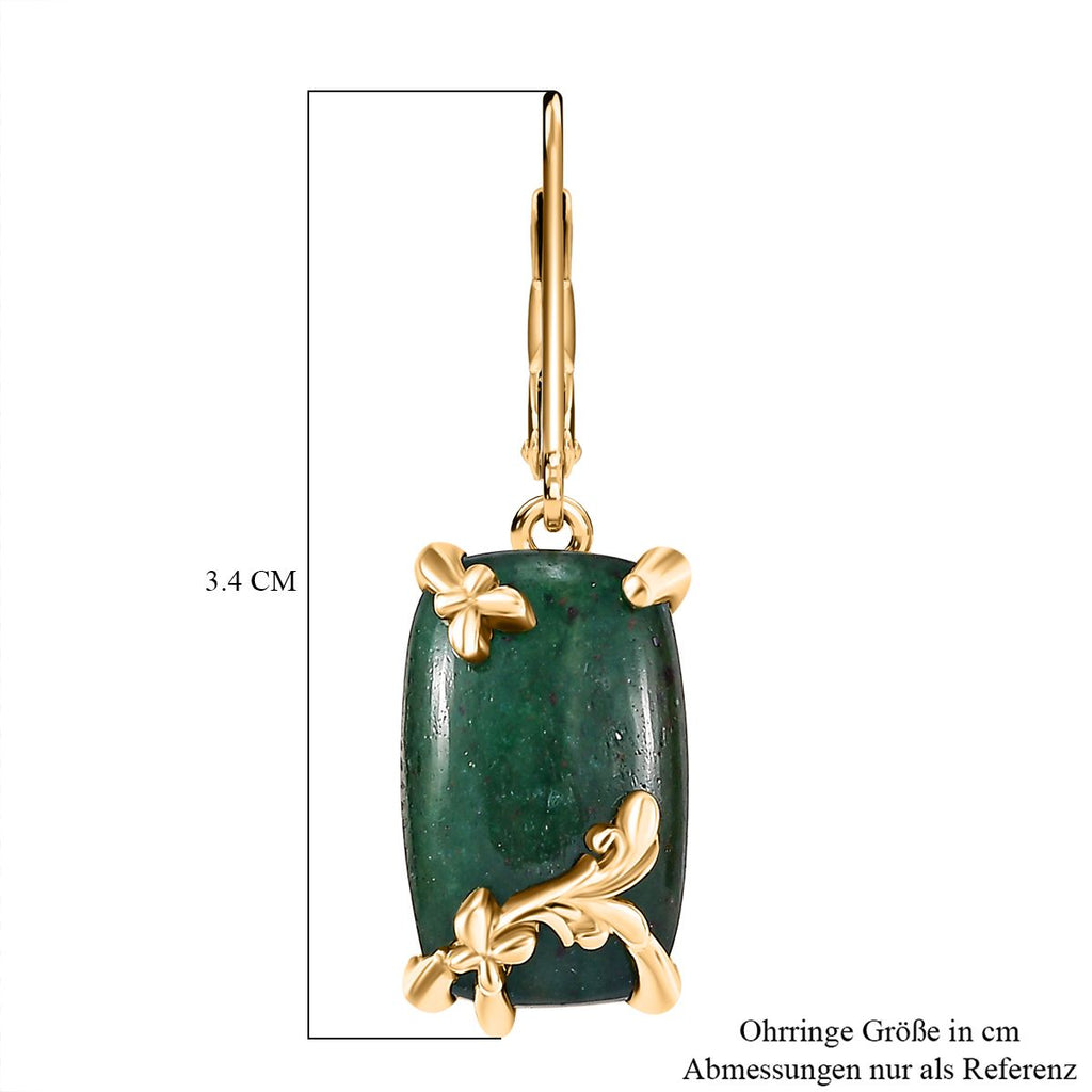 Grüne Aventurin Ohrringe, Messing, ca. 15.95 ct