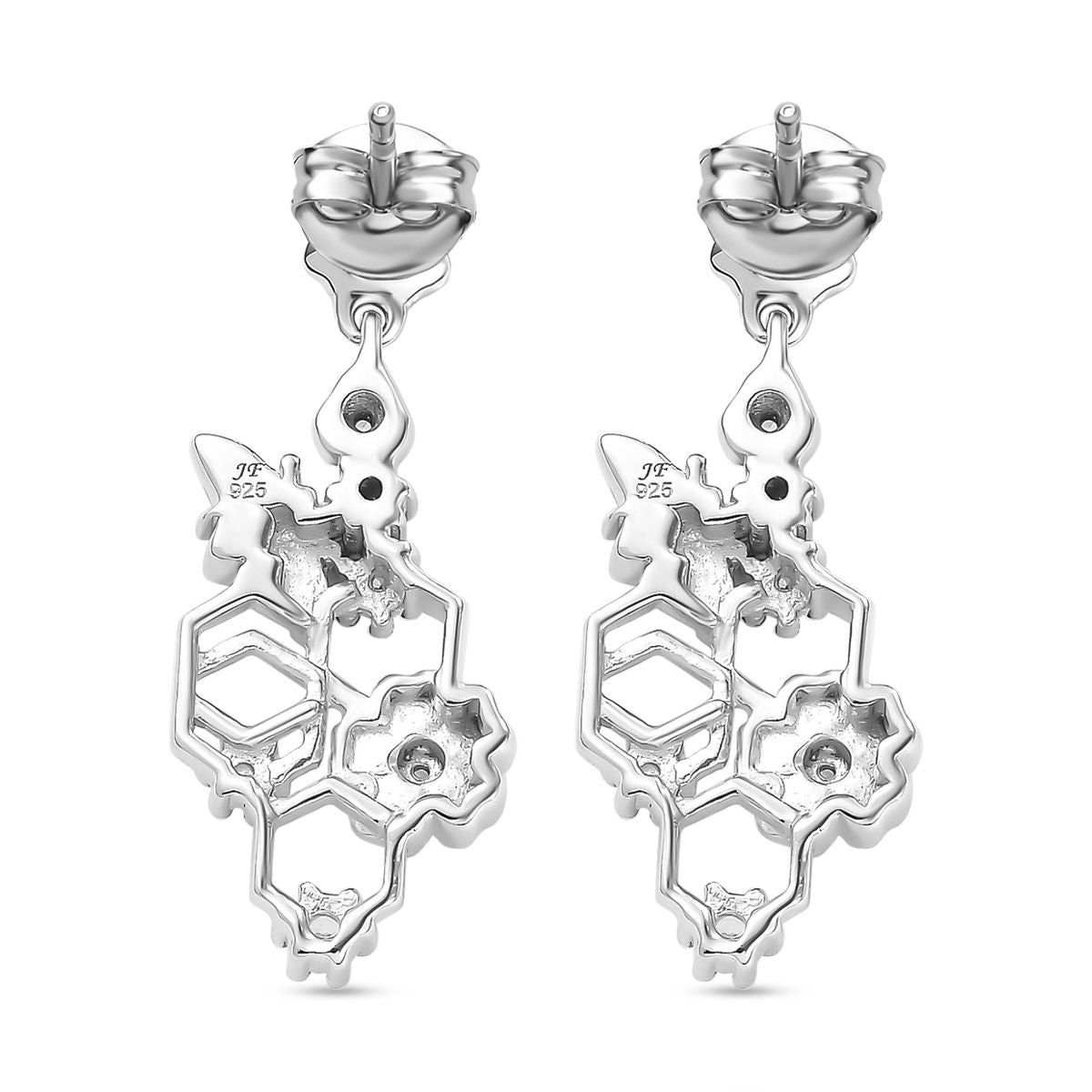 J Francis gefertigt mit SWAROVSKI - Zirkonia Ohrringe 925 Silber Rhodiniert und 750 Gelbgold Vermeil
