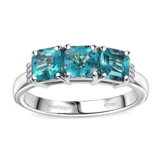 RHAPSODY - AAAA Lagunen Turmalin (ASSCHER SCHLIFF), Weißer Diamant SGL zertifiziert Ring 950 Platin (Größe 20.00) ca. 2.28 ct