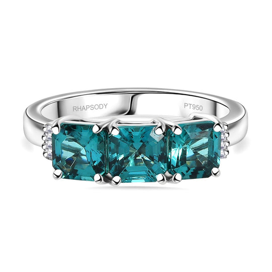 RHAPSODY - AAAA Lagunen Turmalin (ASSCHER SCHLIFF), Weißer Diamant SGL zertifiziert Ring 950 Platin (Größe 20.00) ca. 2.28 ct