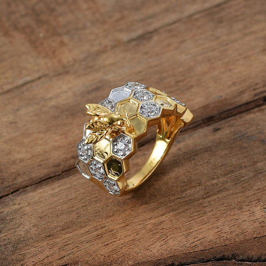 Zirkonia Ring 925 Silber Rhodiniert und 750 Gelbgold Vermeil (Größe 19.00) 1.23 ct