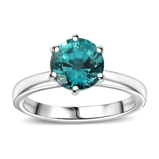 Rhapsody AAAA Pirineu Lagunen Turmalin SGL zertifiziert Ring 950 Platin (Größe 17.00) ca. 2.11 ct