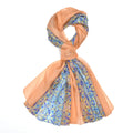 LA MAREY - 100% Maulbeeren-Seidenschal, Chiffon, 110x180 cm, Beige und Blau
