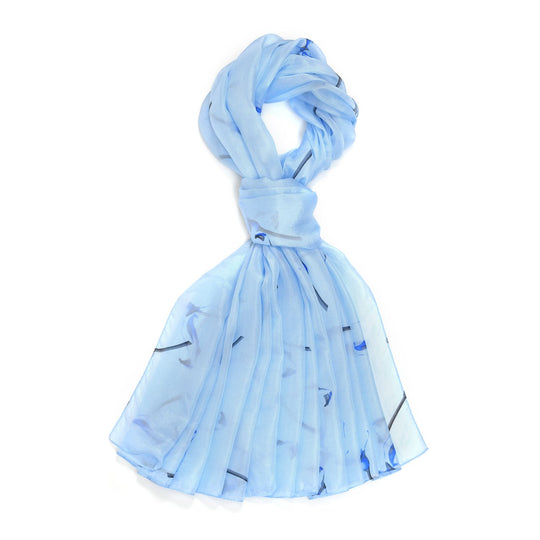 LA MAREY - 100% Maulbeeren-Seidenschal, Chiffon, 110x180 cm, Rosa und Blau