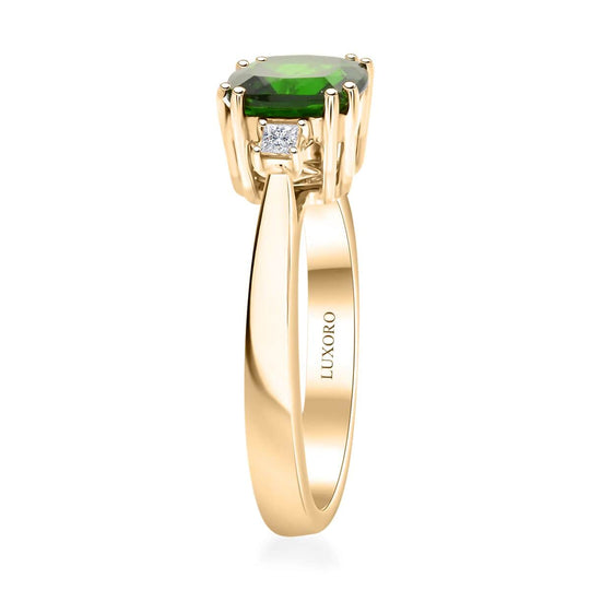LUXORO AAA Natürlicher Chromdiopsid, Weißer Diamant AGI zertifiziert Ring 417 Gold (Größe 17.00) ca. 2.75 ct