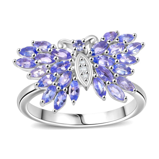 Tansanit Ring 925 Silber rhodiniert (Größe 18.00) ca. 2.23 ct