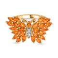 Feueropal Ring 925 Silber 750 Gelbgold Vermeil (Größe 20.00) ca. 1.33 ct