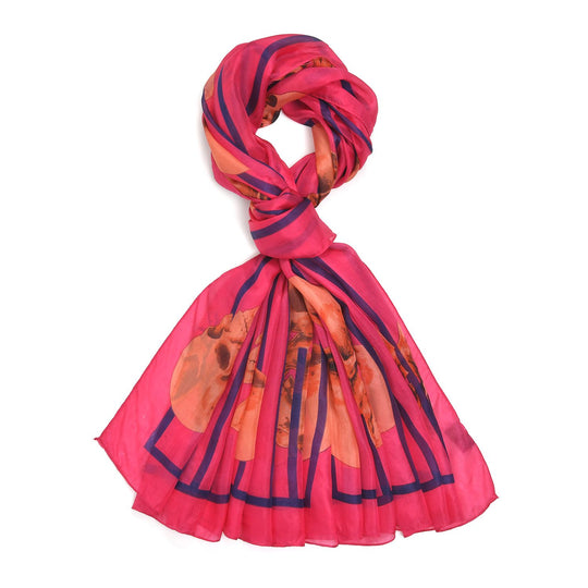 LA MAREY - 100% Maulbeeren-Seidenschal, Chiffon, 110x180 cm, Rosa und Blau