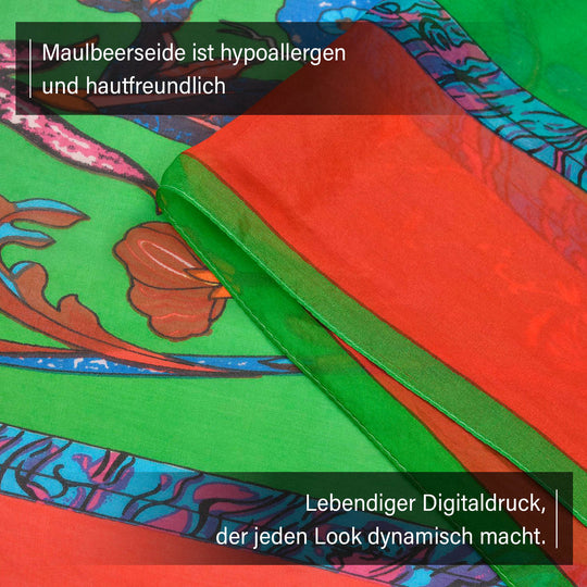 LA MAREY - 100% Maulbeeren-Seidenschal, Chiffon, 110x180 cm, Türkis