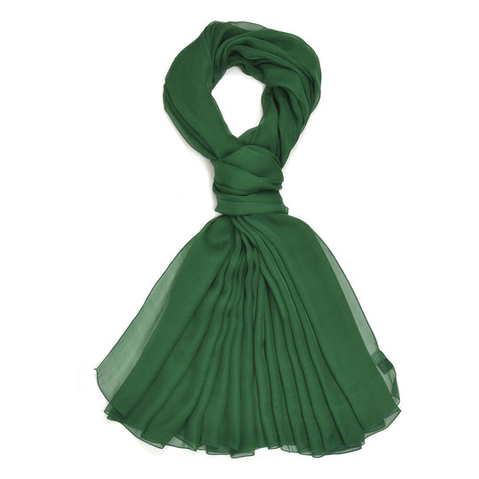 LA MAREY - 100% Maulbeeren-Seidenschal, Chiffon, 135x200 cm, Grün