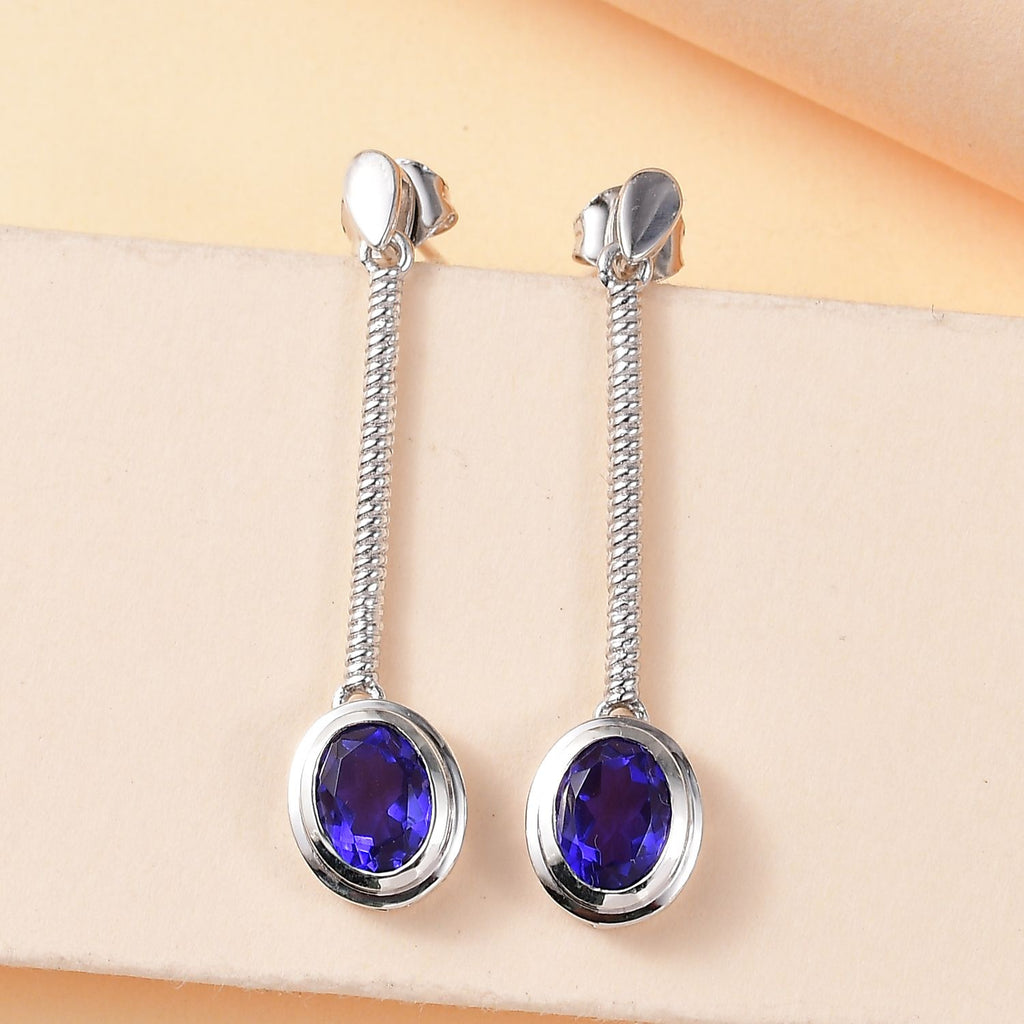 Tansanit-Farbe Quarz Ohrringe 925 Silber rhodiniert ca. 2.88 ct