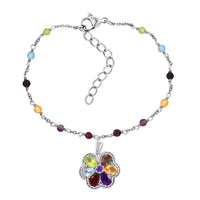 Mehrfarbiges Edelstein Armband ca. 18 cm + 5 cm Extender, Nickelfreies Messing ca. 5.49 ct