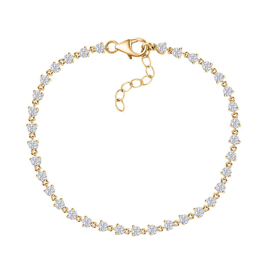 Moissanit Armband ca. 19 cm + 2.5 cm 925 Silber 750 Gelbgold Vermeil ca. 3.68 ct