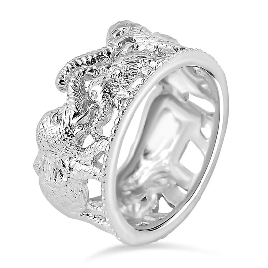 Royal Bali - Ring mit Elefantenfamilien-Design, 925 Silber, (Größe 19.00) ca. 7,12g