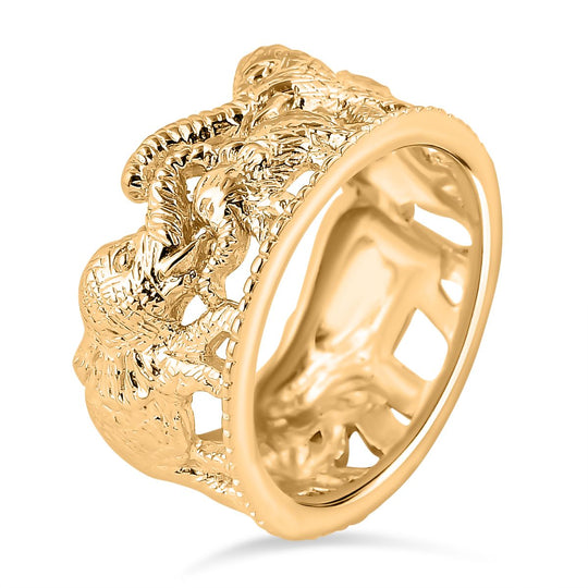 Royal Bali - Ring mit Elefantenfamilien-Design, Gelbgold Vermeil, (Größe 20.00) ca. 7,31g