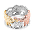 Royal Bali - Ring mit Elefantenfamilien-Design, 925 Silber, tricolor, (Größe 21.00) ca. 9,58g