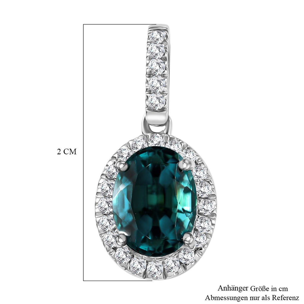 Rhapsody AAAA Pirineu Lagunen Turmalin, Weißer Diamant SGL zertifiziert Anhänger 950 Platin ca. 1,98 ct.
