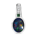 Boulder Opal Triplette, Smaragd Anhänger 925 Silber rhodiniert ca. 1.62 ct