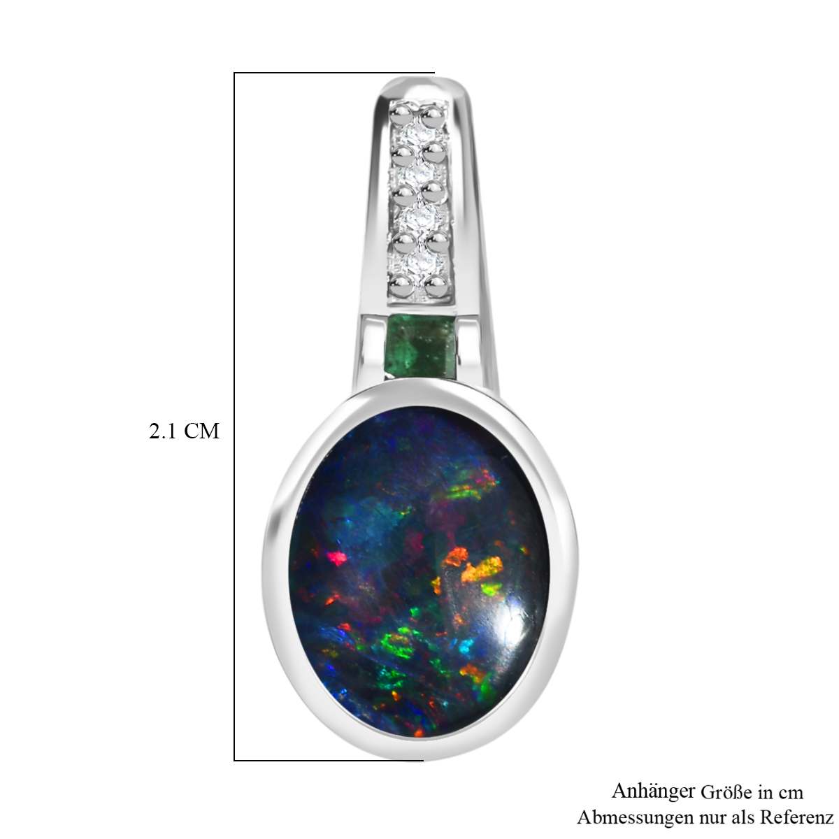 Boulder Opal Triplette, Smaragd Anhänger 925 Silber rhodiniert ca. 1.62 ct