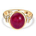 AA Afrikanischer Rubin (Fissure gefüllt), Weißer Diamant Ring 925 Silber 750 Gelbgold Vermeil (Größe 18.00) ca. 8,58 ct