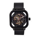 GENOA TIME V2 42mm Automatische Mechanikuhr - Schwarzes hohles Zifferblatt, Gehäuse aus Legierung mit IPS-Beschichtung, Edelstahl-Mesh-Armband, 3 ATM wasserdicht, 8.5 cm, schwarz