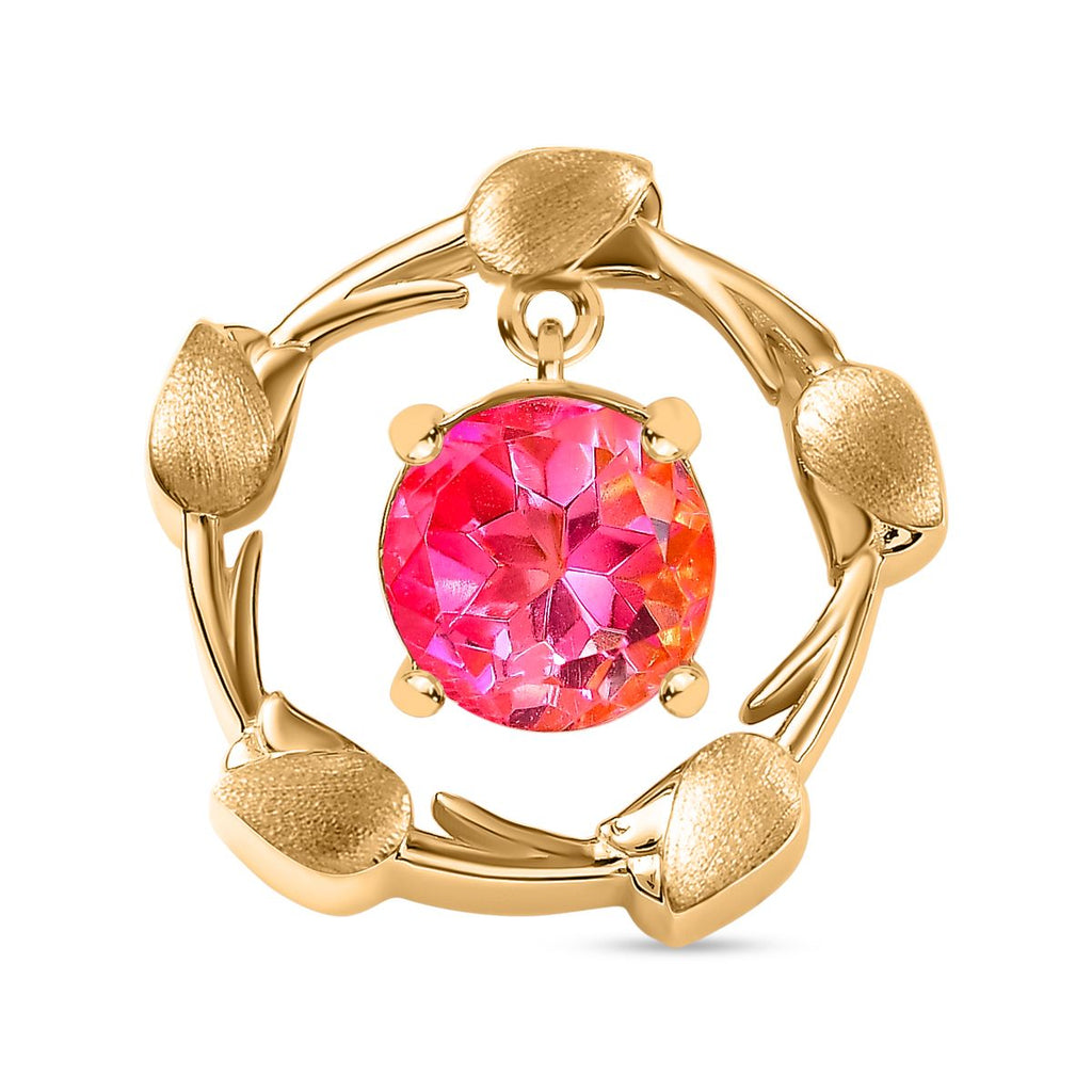 Sunset Quarz Triplette Anhänger 925 Silber vergoldet ca. 2.29 ct