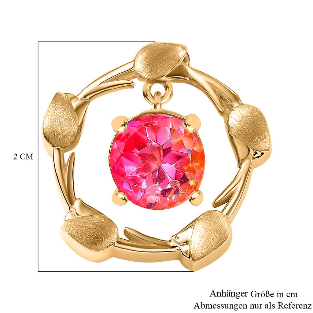 Sunset Quarz Triplette Anhänger 925 Silber vergoldet ca. 2.29 ct