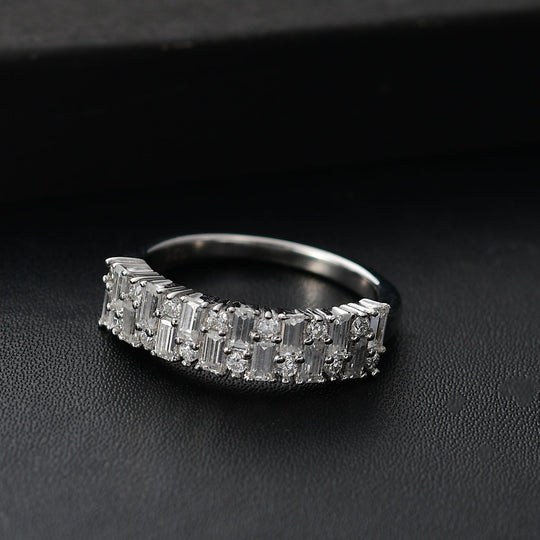 Moissanit Ring 925 Silber rhodiniert ca. 0.95 ct