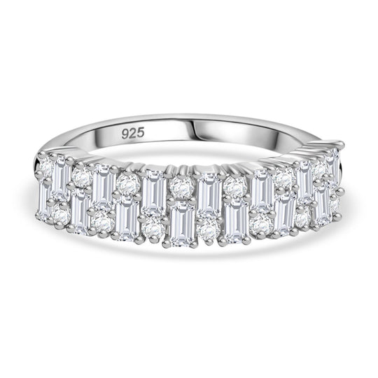 Moissanit Ring 925 Silber rhodiniert ca. 0.95 ct