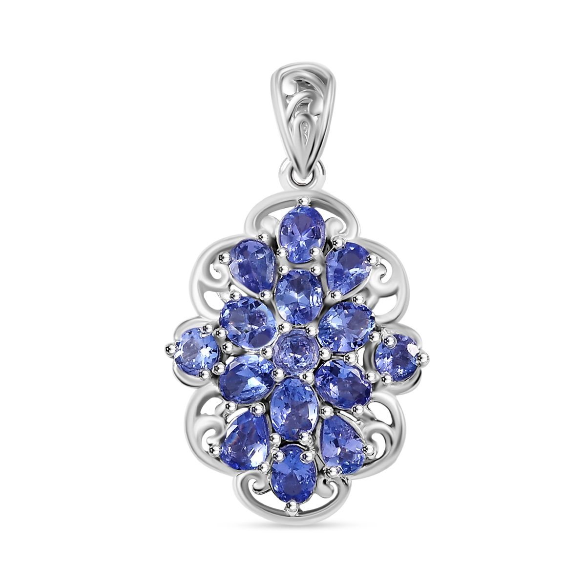 Tansanit Anhänger 925 Silber rhodiniert ca. 2.27 ct