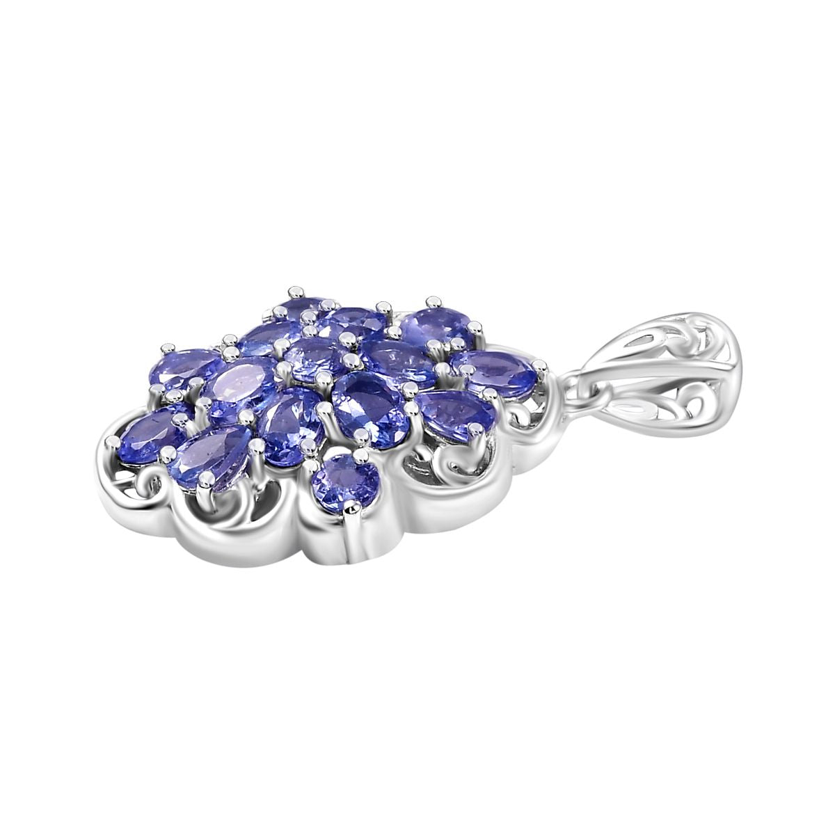 Tansanit Anhänger 925 Silber rhodiniert ca. 2.27 ct