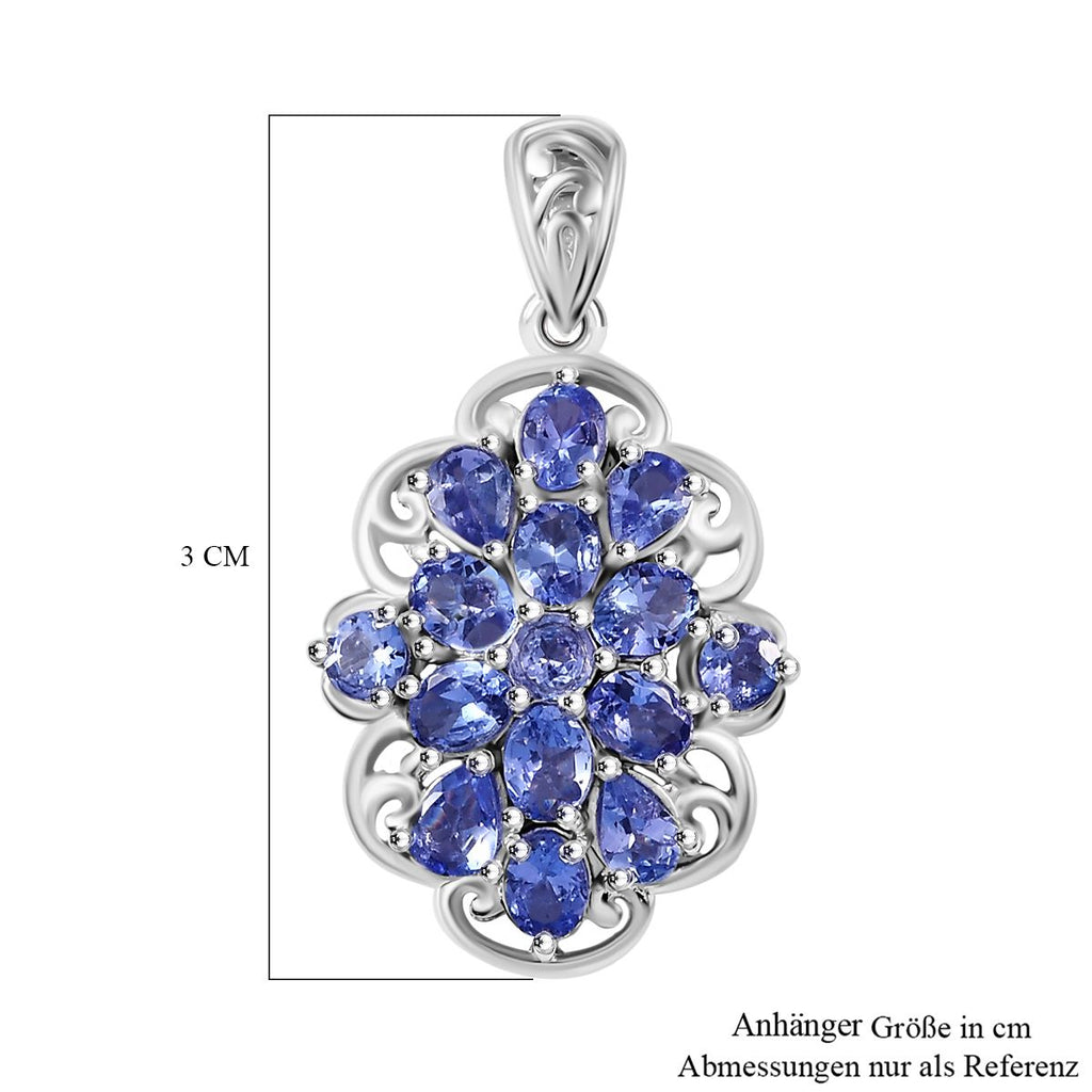 Tansanit Anhänger 925 Silber rhodiniert ca. 2.27 ct