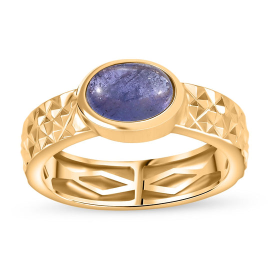 AA Tansanit Ring 925 Silber 750 Gelbgold Vermeil (Größe 19.00) ca. 1.75 ct