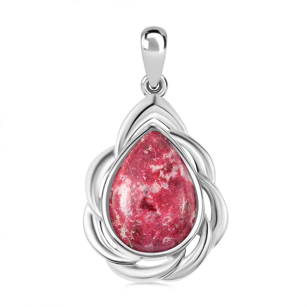 AA Norwegischer Thulit Anhänger, Silberfarben, ca. 12.28 ct