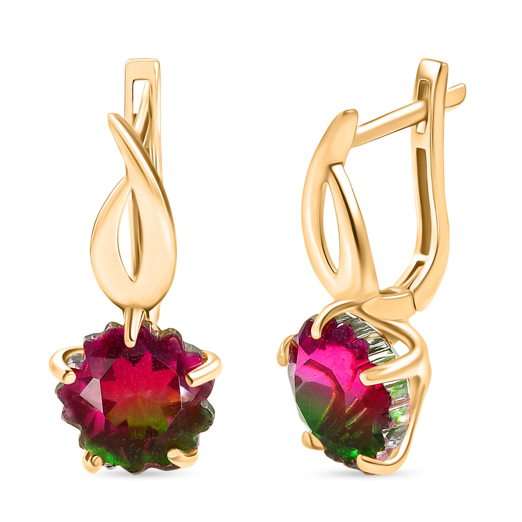 D'Joy Wassermelonen Triplett Quarz Ring und Ohrringe
