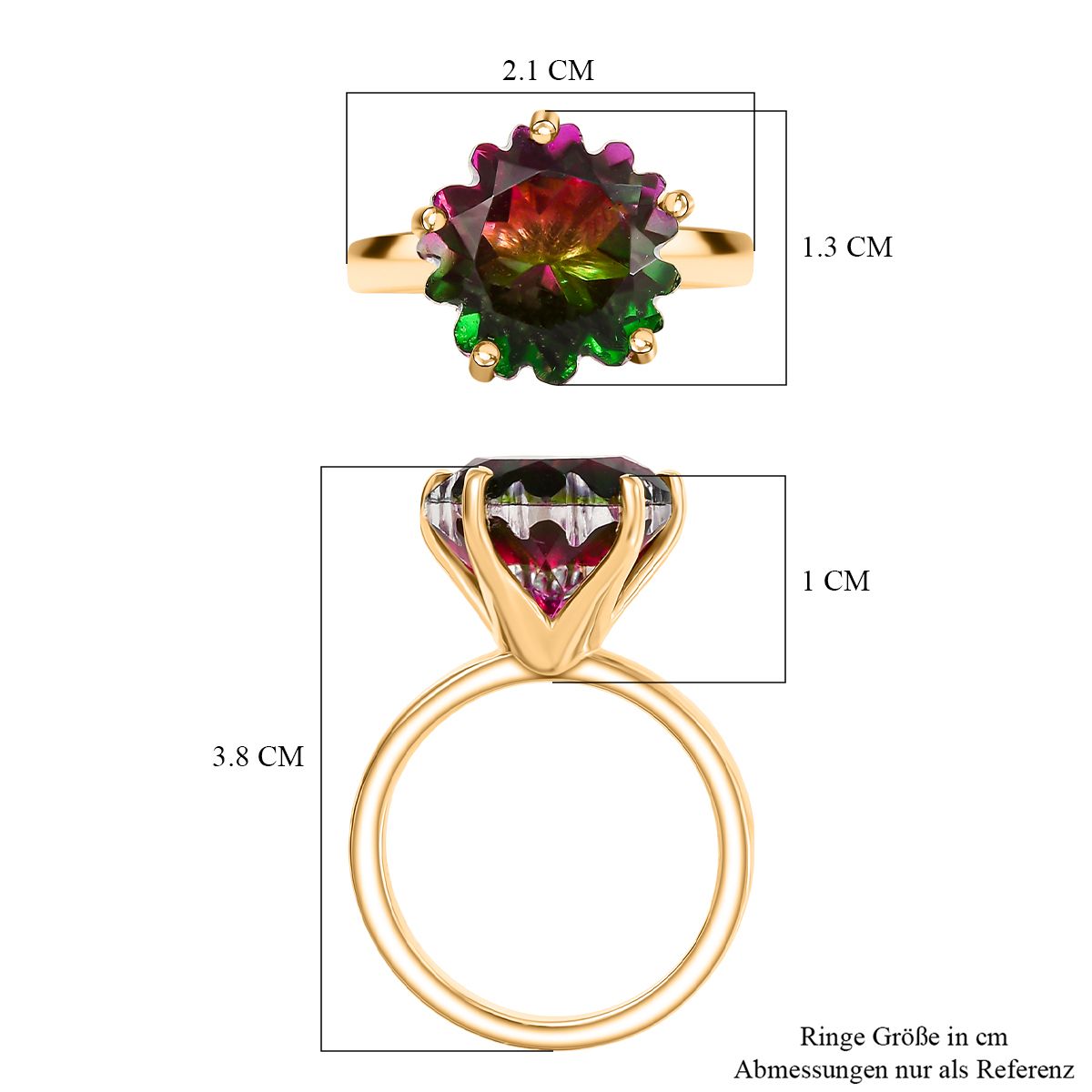D'Joy Wassermelonen Triplett Quarz Ring und Ohrringe