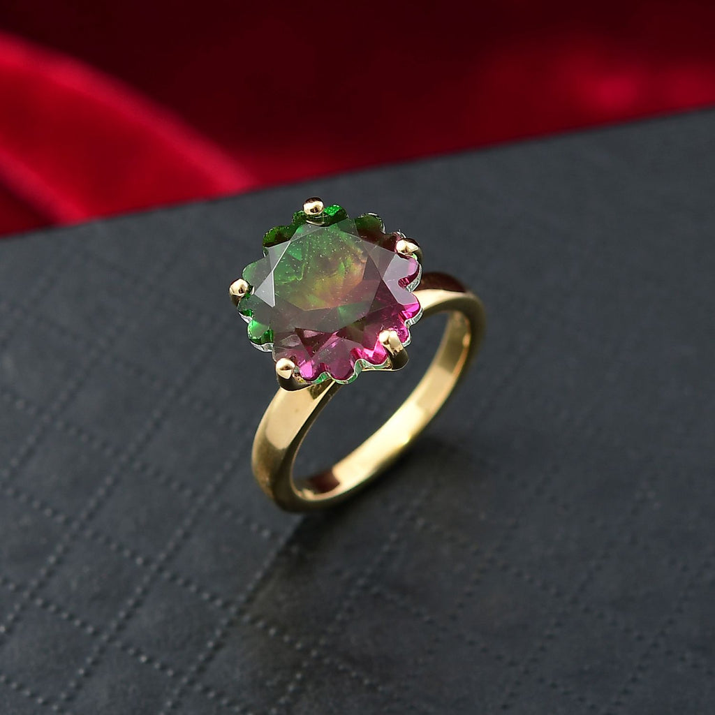 D'Joy Wassermelonen Triplett Quarz Ring und Ohrringe