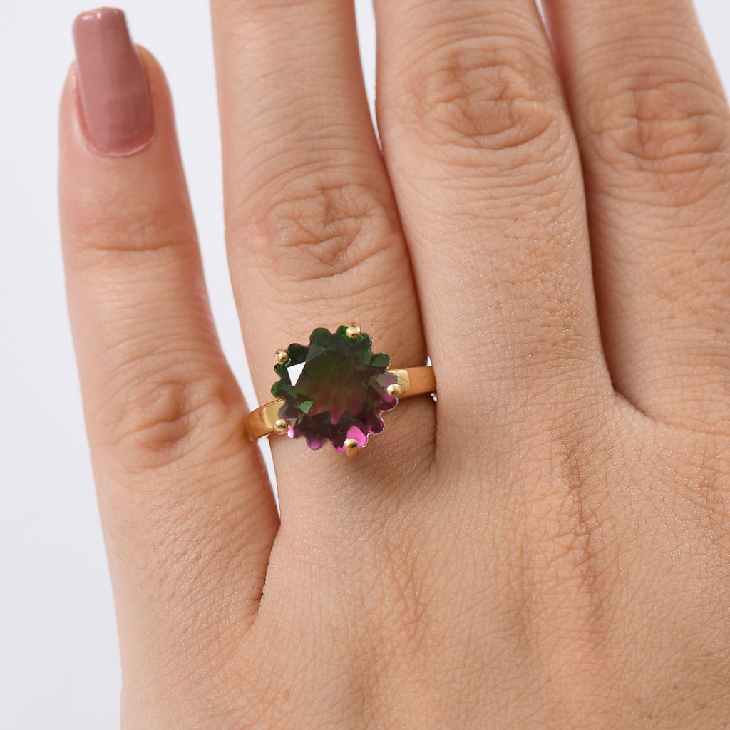 D'Joy Wassermelonen Triplett Quarz Ring und Ohrringe