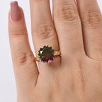 D'Joy Wassermelonen Triplett Quarz Ring und Ohrringe