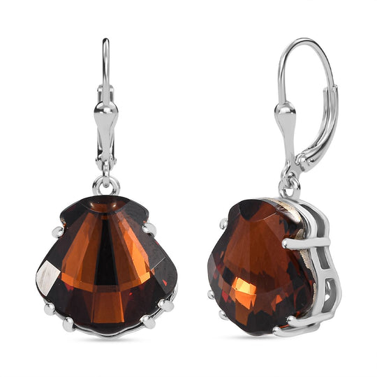 J Francis gefertigt mit SWAROVSKI - Geräucherter Topas Kristall Ohrringe 925 Silber rhodiniert