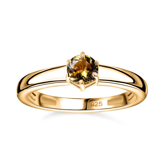 AA Natürlicher goldener Tansanit Ring 925 Silber 750 Gelbgold Vermeil (Größe 19.00) ca. 0,58 ct