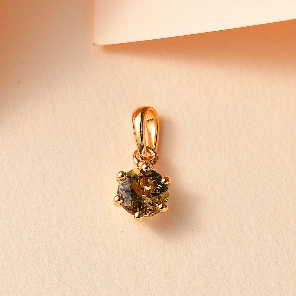 AA Natürlicher goldener Tansanit Anhänger 925 Silber 750 Gelbgold Vermeil ca. 0.58 ct