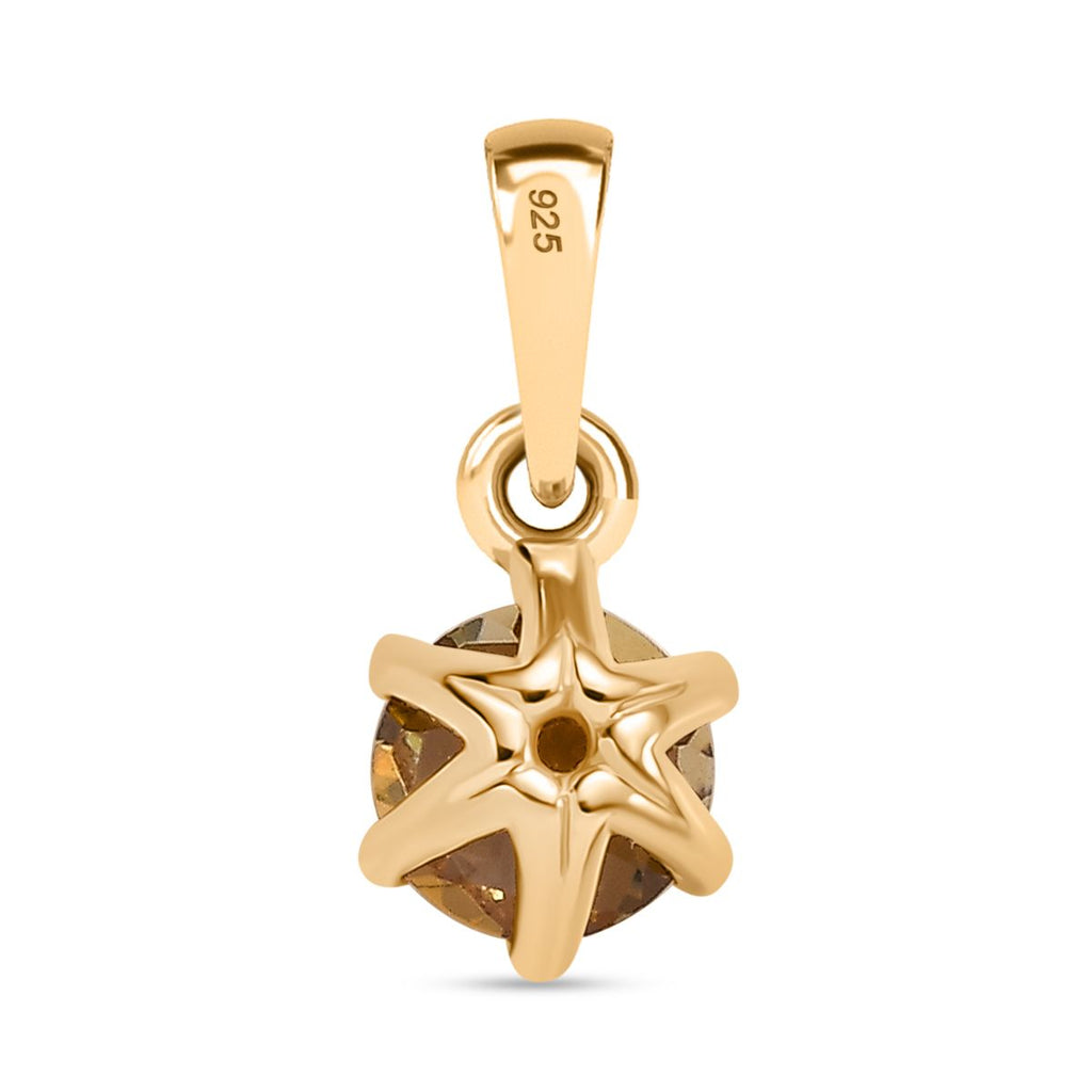 AA Natürlicher goldener Tansanit Anhänger 925 Silber 750 Gelbgold Vermeil ca. 0.58 ct