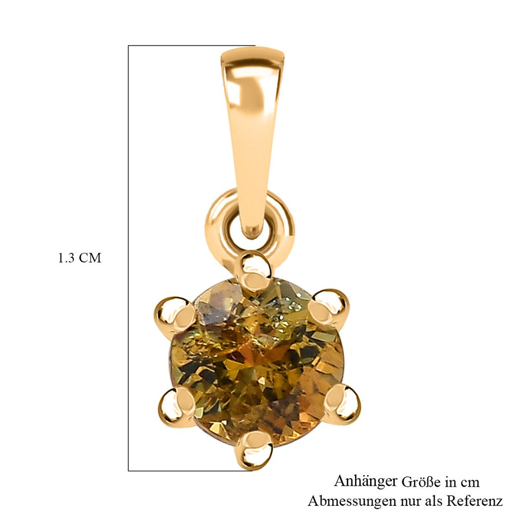 AA Natürlicher goldener Tansanit Anhänger 925 Silber 750 Gelbgold Vermeil ca. 0.58 ct