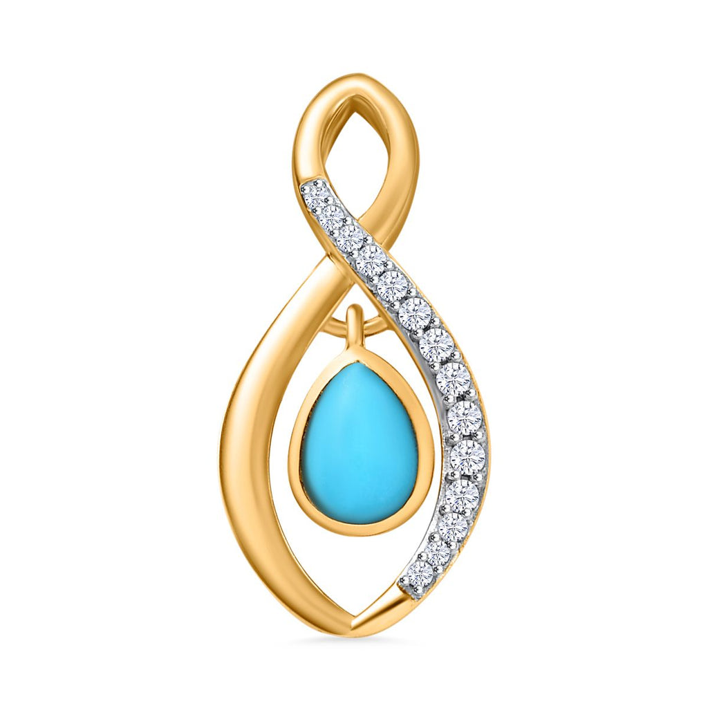 AA Amerikanischer Sleeping Beauty Türkis, Weißer Zirkon Anhänger 925 Silber vergoldet ca. 0.94 ct