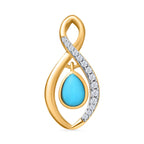 AA Amerikanischer Sleeping Beauty Türkis, Weißer Zirkon Anhänger 925 Silber vergoldet ca. 0.94 ct