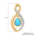 AA Amerikanischer Sleeping Beauty Türkis, Weißer Zirkon Anhänger 925 Silber vergoldet ca. 0.94 ct