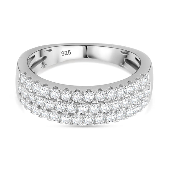 Moissanit Ring 925 Silber rhodiniert (Größe 16.00) ca. 0.60 ct