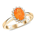 AAA Fanta-Granat, Weißer Diamant Ring 417 Gold (Größe 20.00) ca. 1,70 ct